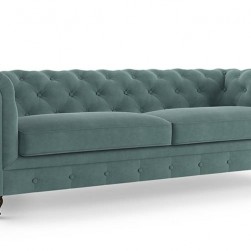 WellFin Fabric 3 Seaters Sofa (Dusty Turquoise Velvet)