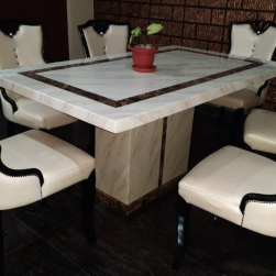 Marble Dining Table 6 Seater  ( Single Leg )