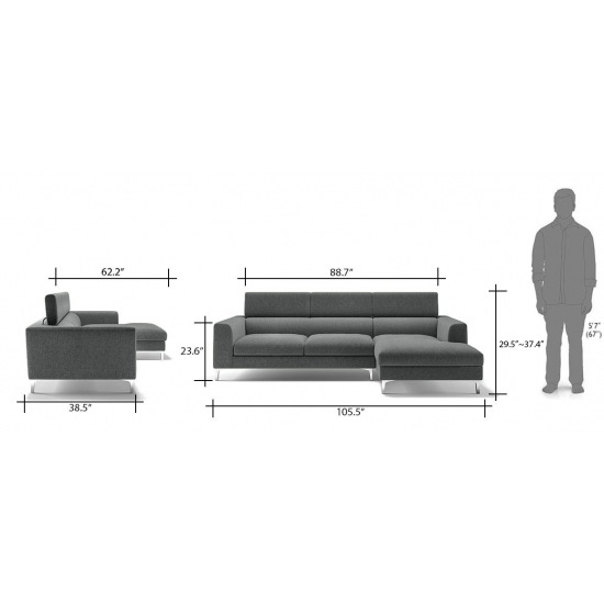 WellFin Adjustable Sofa ( Grey )