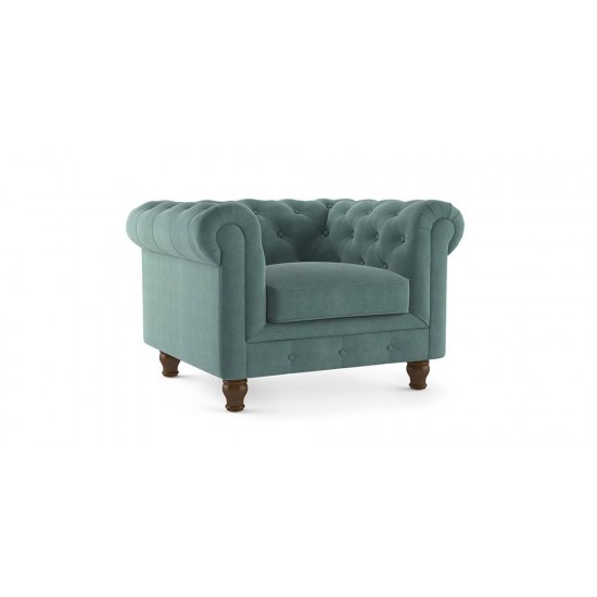WellFin Fabric Single Seaters Sofa Chair (Dusty Turquoise Velvet)