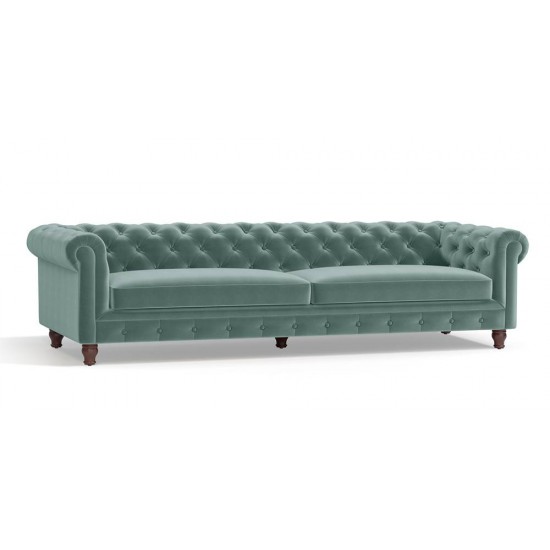 WellFin Fabric 4 Seaters Sofa (Dusty Turquoise Velvet)