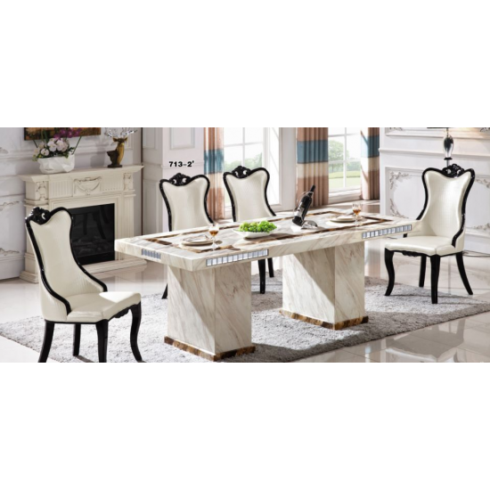 Marble Dining Table 6 Seater ( Double Leg )