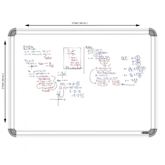 WellFin Non-Magnetic 2x3 Feet Double Sided Both Side Writing one Side White Marker and Reverse Side Chalk Board Surface (Pack of 1, Size 2feet x 3feet, White & Green)