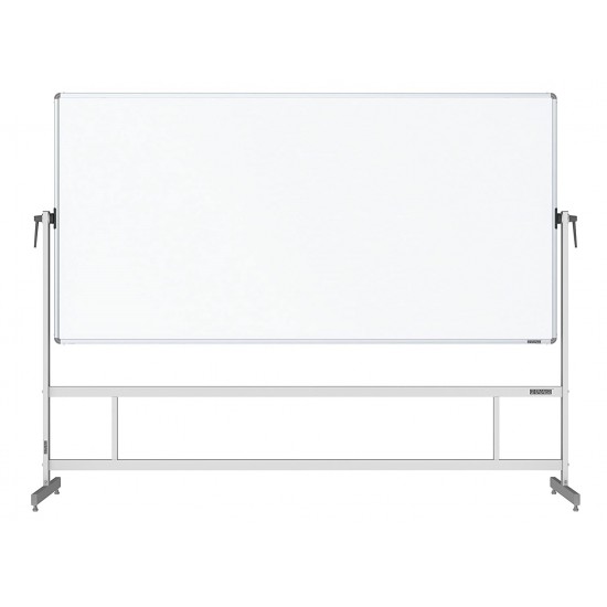 WellFin Revolving & Portable Whiteboard Stand for Office & School with 4x6 Feet Double-Sided Prima Magnetic Writing Board (White + Chalk), Duster, Markers and Magnets